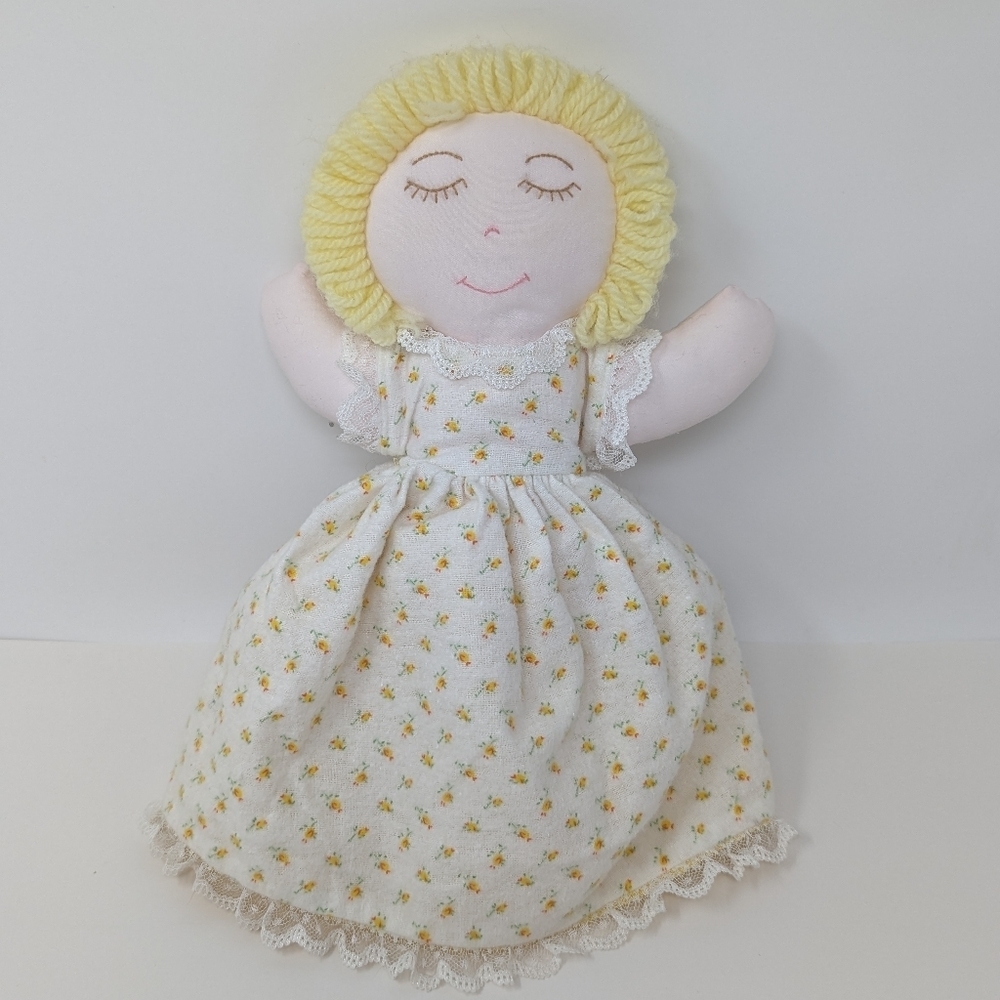 Vintage Topsy Turvy Rag Doll Sleeping Awake Flip Girl Yellow Gingham OOAK